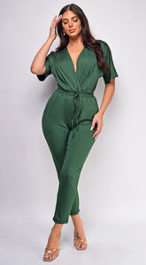 Lia Hunter Green V Neck Jumpsuit